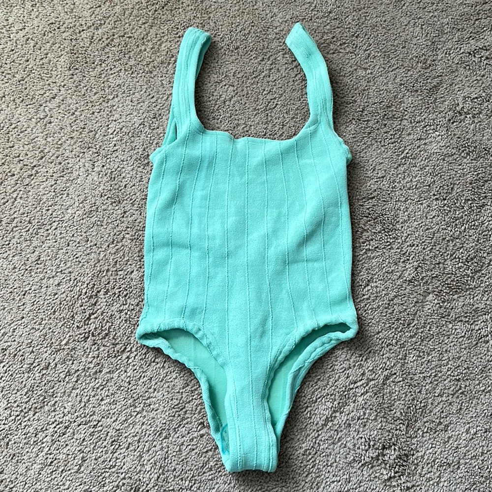 Hunza G Square Neck Nile Swim One Piece in Pistachio